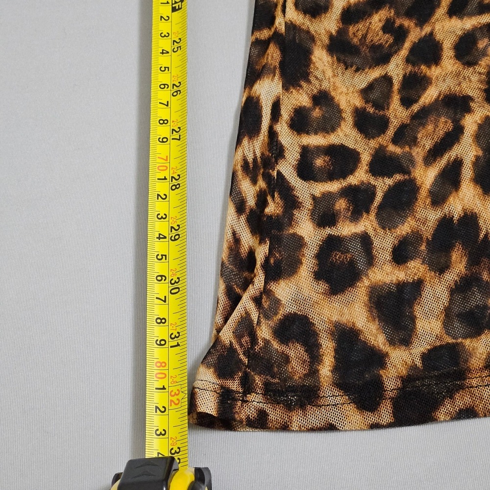Forever 21 Leopard Print Flare Pants Y2K Indie Grunge Stretch Mesh ClubKidAlt 0X - Picture 7 of 8